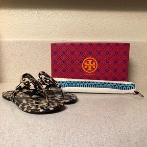 Tory Burch Miller Patent Leopard Print Sandal Sz 7
